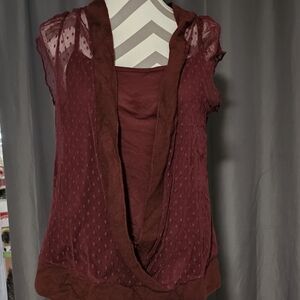 Lane Bryant Burgundy Sheer Women's Blouse